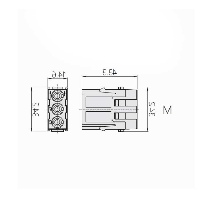 HM模块、公接插、线规6-10mm²、HM-S03-M、09140033011